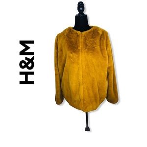 H&M Fuzzy Mustard Coat Size L
